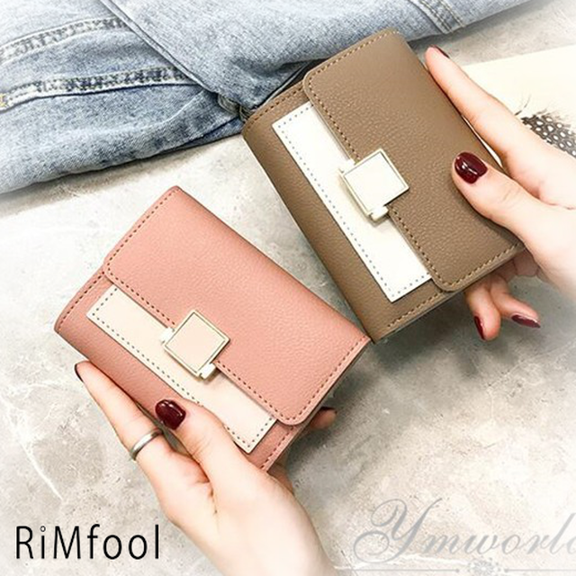 4color 財布 ミニ財布 レディース ミニウォレット 小さい財布 二つ折財布 小銭入れ付き 大容量 コンパクト Rimfool