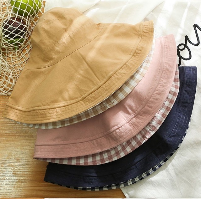 無地 ギンガムチェック バケットハット Rs 1914 リバーシブル 帽子 ハット バケハ レディース つば広 深め チェック柄 折りたたみ コンパクト 日よけ 紫外線対策 春夏 リゾート お出かけ ママコーデ 公園 散歩 旅行 コーデ 大人カジュアル ナチュラル フェミニン