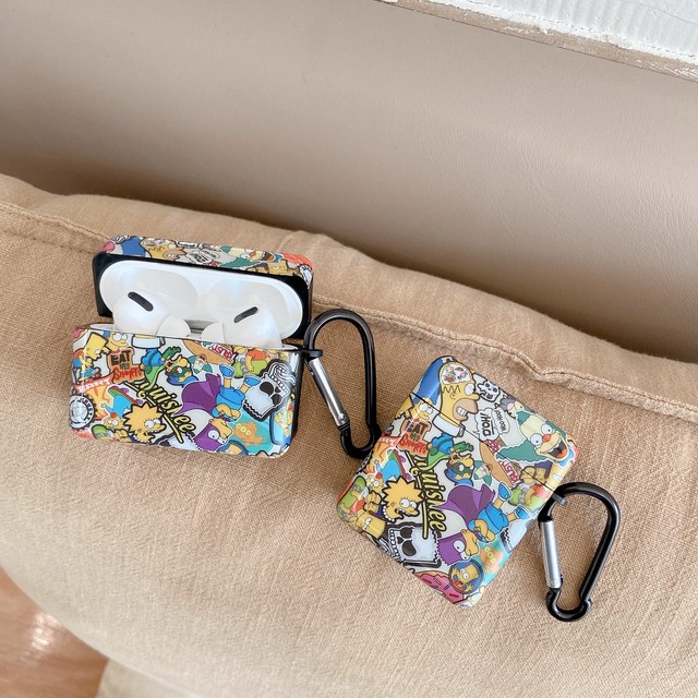 Airpods Pro Airpods ケース Tpu製 カラビナ付 保護 カバー Case シンプソンズ 対応機種 エアポッズプロ エアポッズ第2 1世代 かわいいairpodsケース Apple Watchバンド Iphoneケース New I