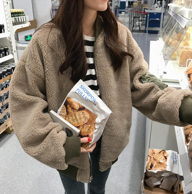 リバーシブル ボア ブルゾン Ma 1 ジャケット ゆったり 秋冬 暖かい 防寒 お出かけ デート 韓国 オルチャン Cocotown