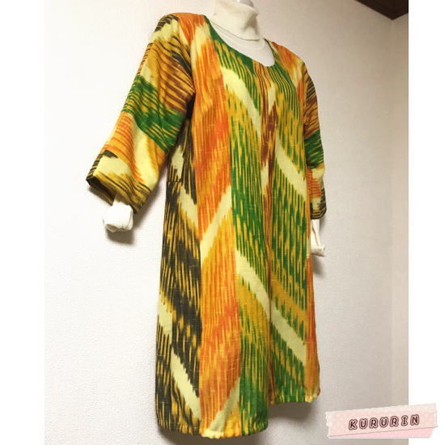 着物リメイクセンタータックワンピース チュニック 手作りショップくるりん