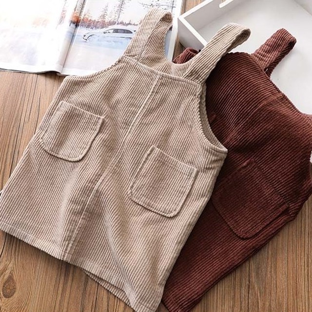 プチプラ キッズ コーデュロイ オーバーオールワンピースドレス 2color 4size おしゃれなプチプラキッズ服 ベビー服のお店 Mmm