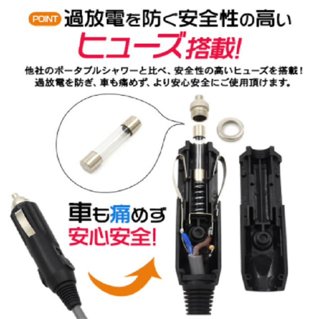 どこでもシャワー アウトドア用品 キャンプ用品 防災用品 アウトドア 簡易バケツ付き 安全性の高いヒューズ搭載 電動ポータブルシャワー 簡易シャワー 夏 汚れ落とし ワンちゃん用セレクトショップワンワンダフル