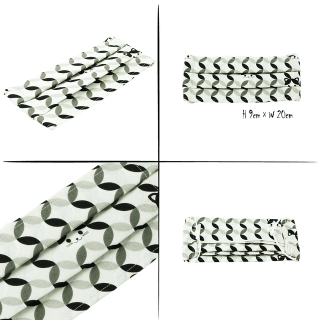 2枚セット 七宝猫 和柄 プリーツタイプのハンドメイドマスク 手ぬぐい バンダナ 手作りマスク メンズ レディース 大人用マスク おしゃれマスク すっぴん隠し Msk0411 Atk21