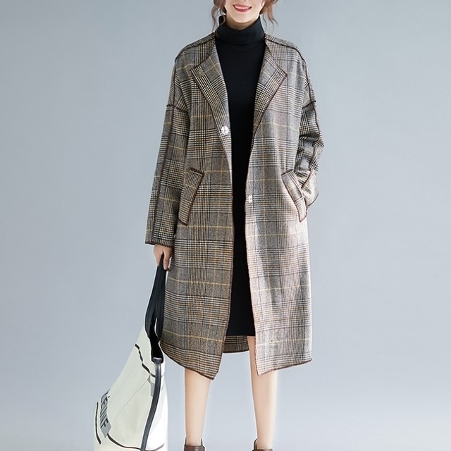 レディースファッション 40代 ファッション 秋冬 エレガント きれいめ 大人 30代40代50代 千鳥格子 チェック柄 ノーカラーコート ジャケット 羽織 アウター ドロップショルダー ゆったり トラッド シック オシャレ 通勤 デート Rb A11 0085 Redbell