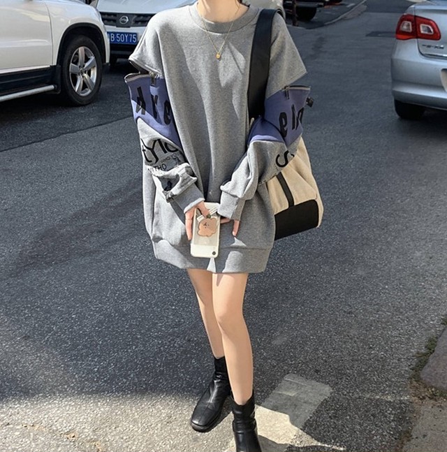 個性派コーデ バイカラー スウェット ゆるだぼ メンズライク レディース トップス カジュアル 長袖 原宿系 オルチャン 韓国 デイリー Ptnym3564 Shop Suba