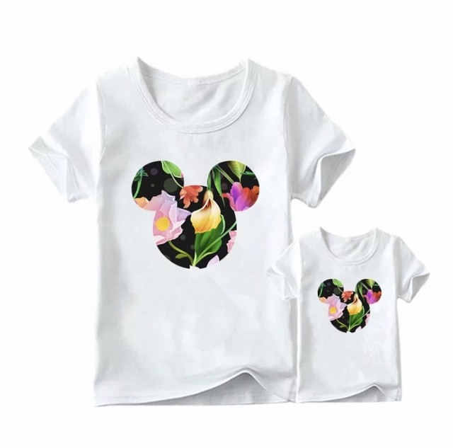 331 ディズニーのプリントtシャツ ロンパース ミッキーマウス 親子でおそろい ペアルック リンクコーデ Mom Me