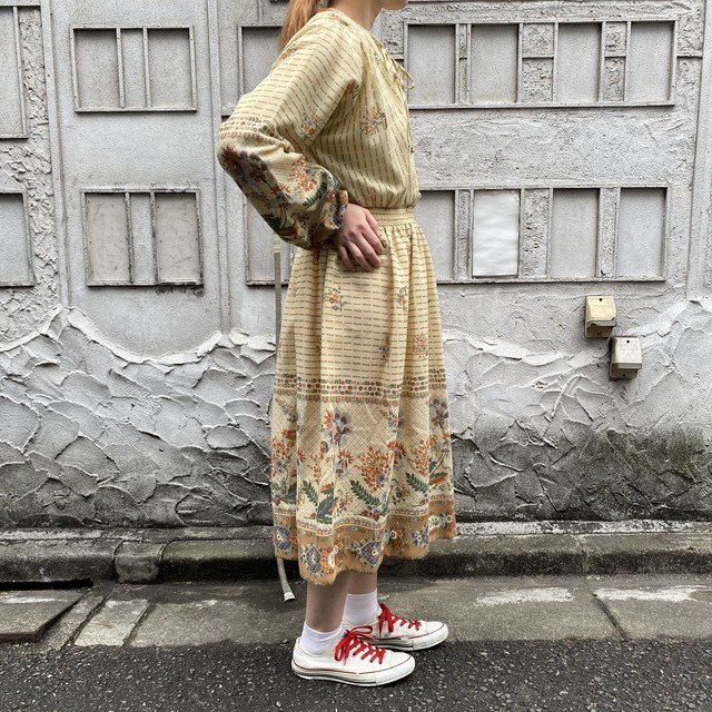 清楚ワンピ 長袖ワンピース 花柄 高円寺古着 Slut Albatross Vintage