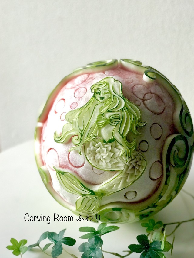 オーダー フルーツカービング 文字 イラスト入り カービングルームふわり