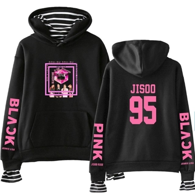 Blackpinkアイドルメンバーjisooパーカーポップ新しい印刷ロングスリーブスウェットパーカー女性 メンズ服 Orosiya