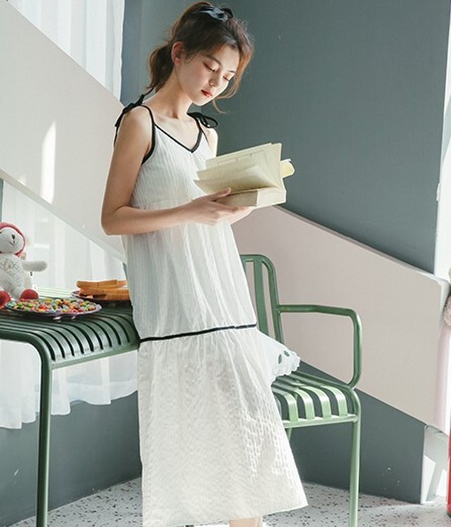 キャミワンピース ルームウェア レディース 春夏 パジャマ ワンピース Vネック ゆったり 楽チン ボーダー Ab1732 Valentina210