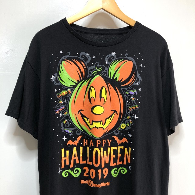 ディズニー Disney ミッキーマウス 古着 Tシャツ ハロウィーン かぼちゃ 半袖 古着屋エバレット