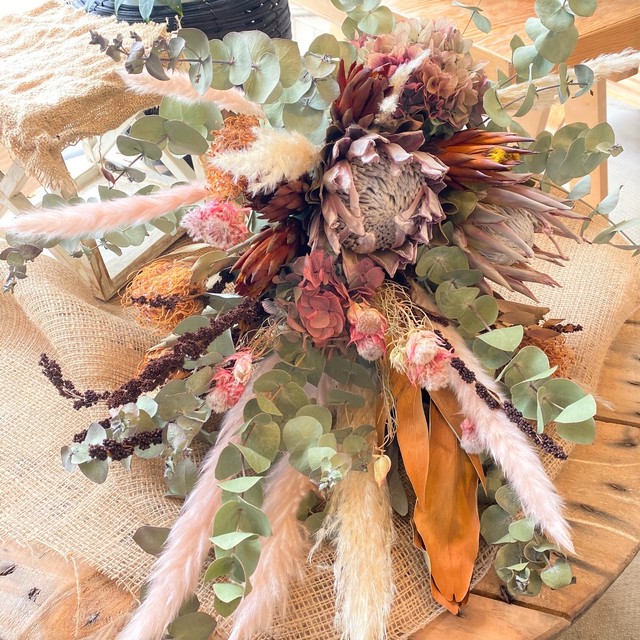 オーダー ドライフラワーブーケ Wedding ブーケ 結婚式 ナチュラルブーケ プリザードブーケ 花 観葉植物 Flower Shop Tokue