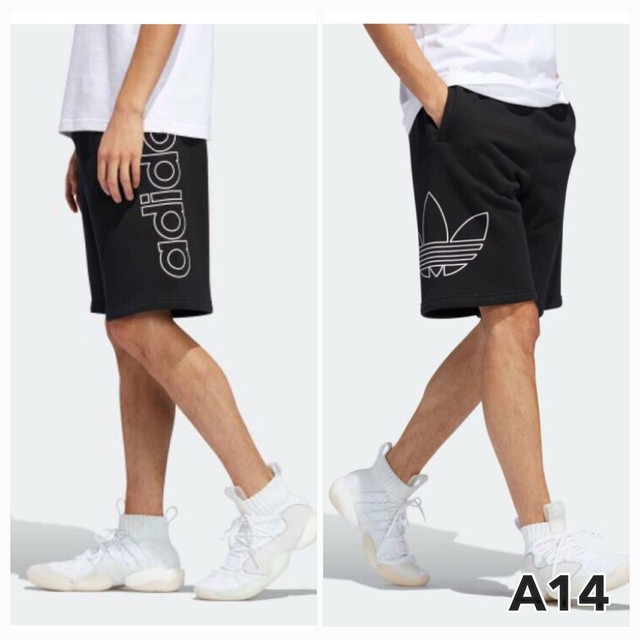 アディダス ハーフパンツ アウトライン スウェットパンツ パンツ 黒 ブラック M A14 Etc