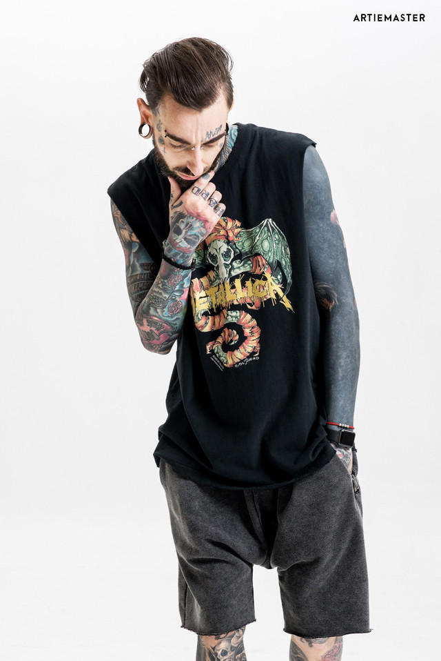メンズ Tシャツ ノースリーブ タンクトップ Hiphop Punk Rock パンクロック プリント かっこいい Passio