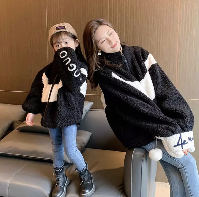 大人用 親子お揃い もこもこパーカー 韓国服 Ange アンジュ