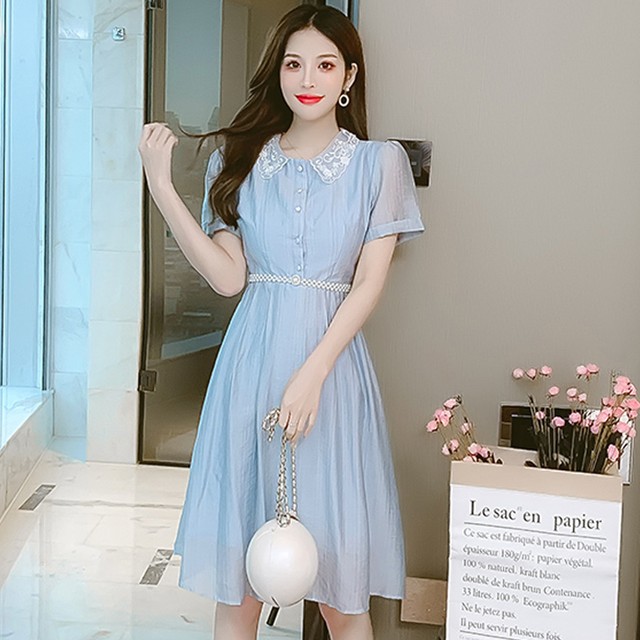 夏の半袖シフォンドレス 女性の夏のドレス 21年の新しいウエスト 薄くて甘い妖精のスカート 大人ガーリー スウィート キュート カジュアル サマー 夏物 ワンピース Tao0423aaa サバルキャスト