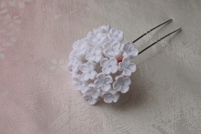 つまみ細工の髪飾りセット あじさいと小花 手仕事屋 たからぶね