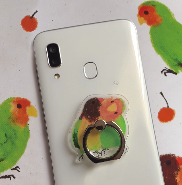 Torinos スマホリング クリア ボタンインコ コザクラインコ 鳥 Torinos02