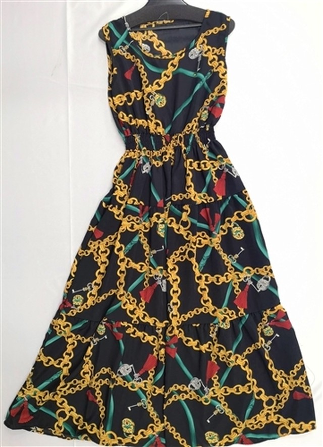 補充 計算 怠けた チェーン 柄 ワンピース Maisong Jp