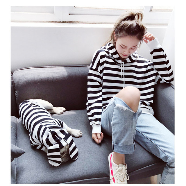 ペアルックリンクコーデ ラビットフードボーダーパーカー オーナー用 犬とおそろいの 洋服 服 V P M Store