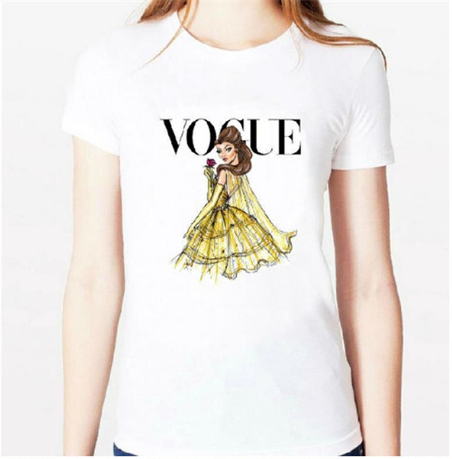 Tシャツ トップス Vogue プリンセス ディズニー カジュアル 夏 春 お出かけ シンプル おしゃれ かわいい 韓国 韓国ファッション オルチャン オルチャンファッション P985 Korean Select 韓国ファッション オルチャンファッション