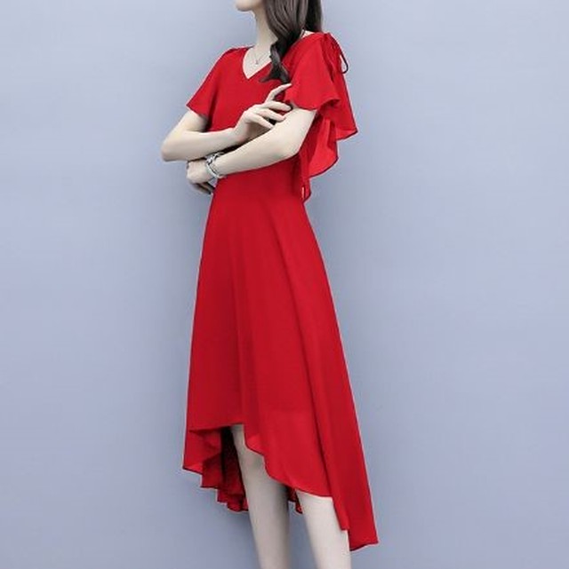 パーティードレス 10代 代 30代40代 ワンピース おしゃれ フォーマル きれいめ フィッシュテール カラードレス 大人 Aライン 無地 ミモレ丈 膝丈 膝下丈 ゆったり 着やせ 大きいサイズ Dress No Sato