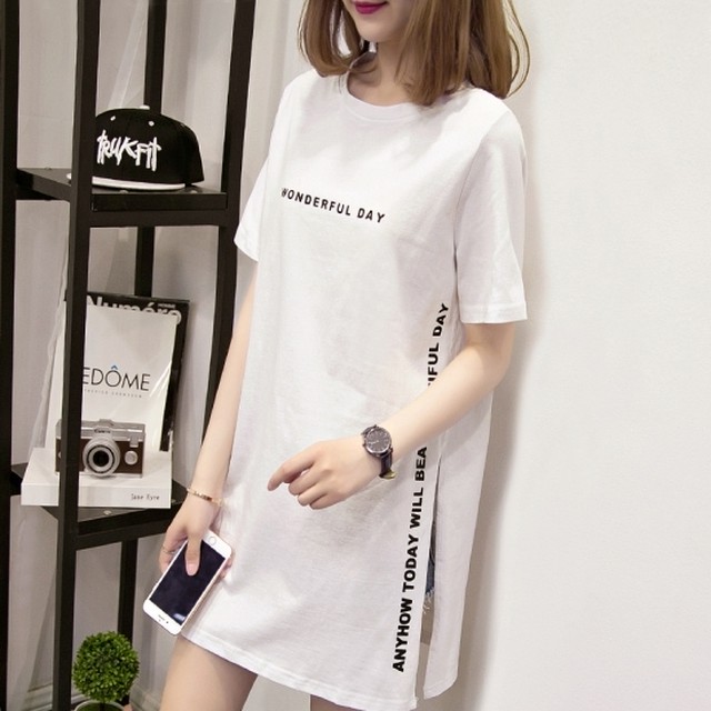 Tシャツ シャツ レディース 半袖 大きいサイズ ロング丈 半袖tシャツ 白tシャツ ロンt ロゴ カットソー トップス ゆったり 白 黒 春新作 夏新作 Tシャツ シャツ レディース Leaflower 001 リーフラワー レディースファッション専門店