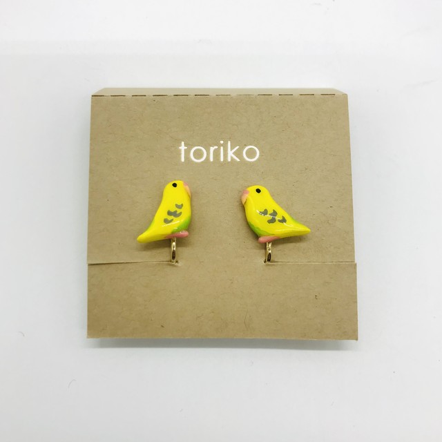 【toriko】 セキセイインコ(ハルクイン) レジンイヤリング