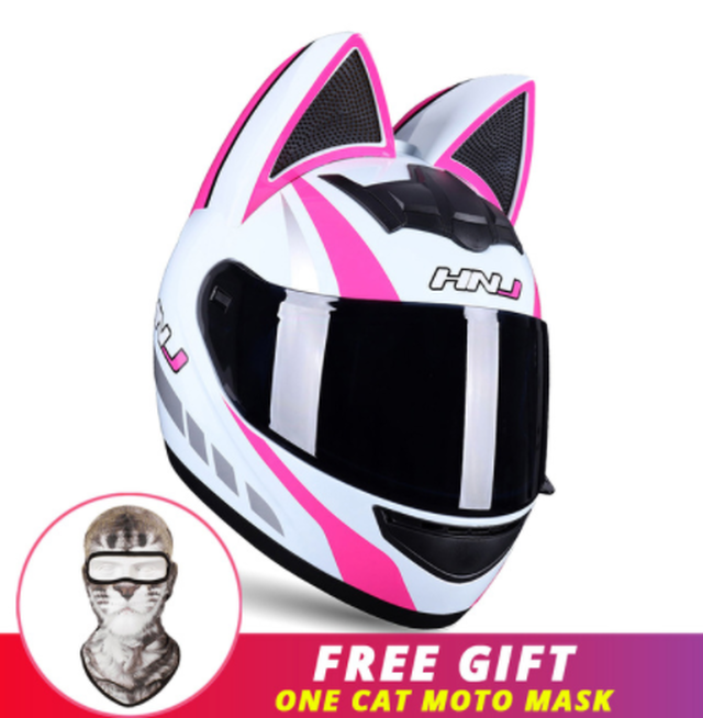 バイクヘルメット レディース フルフェイス 猫耳 白 ピンク 女性用 かわいい Happy Hobby あなたのベストが見つかるお店