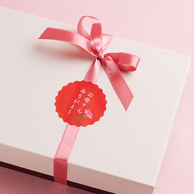 シール 100枚 母の日 お母さんありがとう 真っ赤な花型 母の日 シール モノココロ