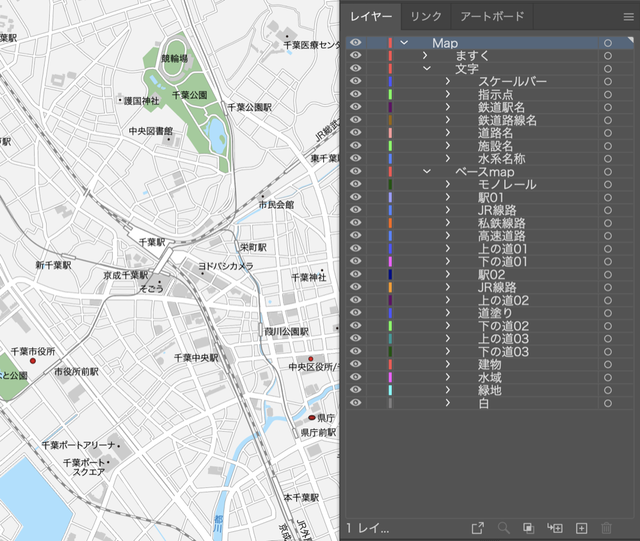 千葉 千葉駅周辺 イラストレーターデータ Eps 地図素材をダウンロードにて販売するお店 今八商店