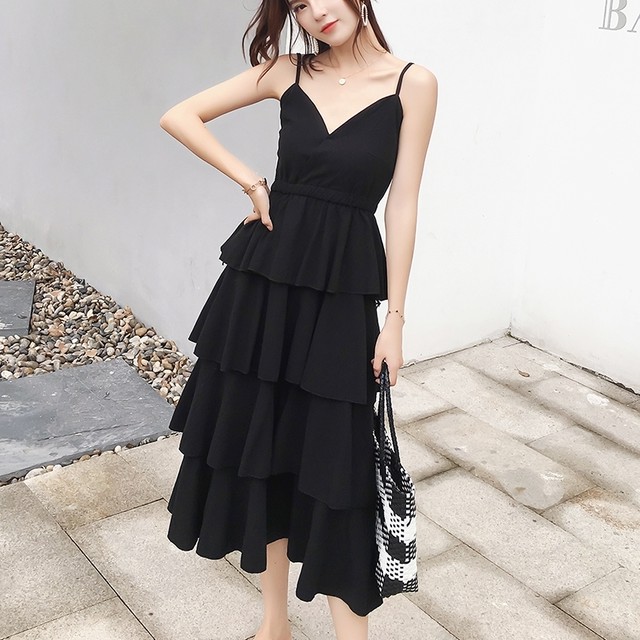 キャミソールワンピース ティアード ロング 無地 夏 清楚 デート シンプル お出かけ 大人可愛い カジュアル ミモレ丈 ロング 韓国 韓国ファッション オルチャン Fa042 Musubi Me 韓国 オルチャン レディースファッションのお店