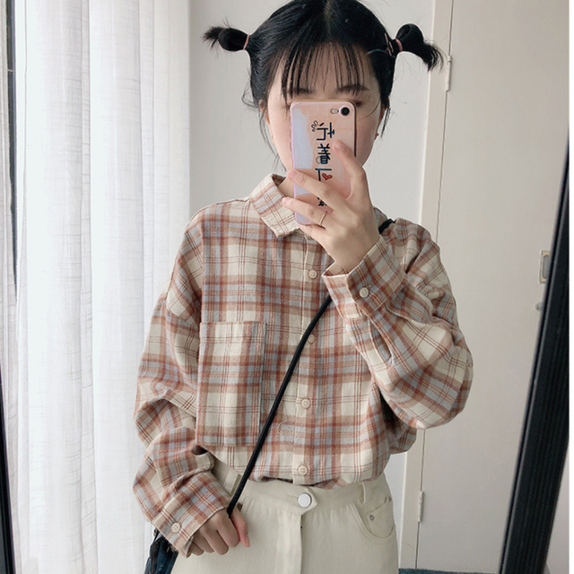 〈カフェシリーズ〉いちご入りチェックシャツ【strawberry check shirt】