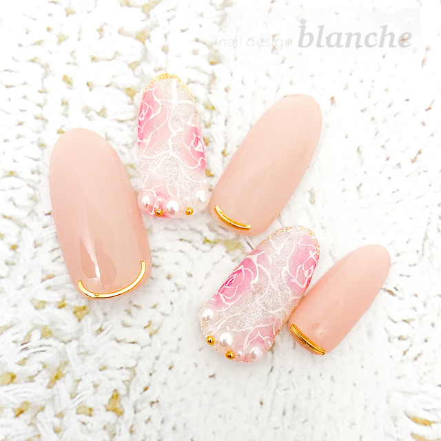 ピンク ベージュネイル Blanche