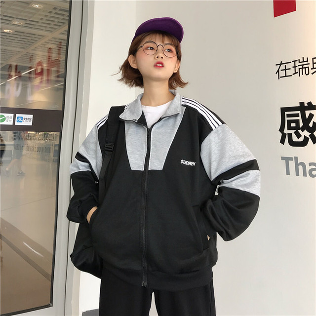 スクールラインパーカー ラインパーカー アウター ロゴ入りパーカー ロゴ入り 春レディース カジュアル 長袖 バイカラー オーバーサイズ ルーズシルエット 韓国 オルチャン 韓国ファッション 新作 春夏 春 夏 Ut 0676 Musubi Me 韓国 オルチャン レディース