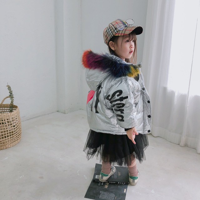 Xiao0081 女の子レインボーフード付きジャンパー シルバー 子供 ジャンバー 女児キッズ アウター キッズ 女の子 アウター Choa2 Closet