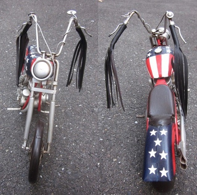 送料無料 男ならグッとくる ブリキのインテリア バイクシリーズ チョッパーハンドル 安田屋家具店