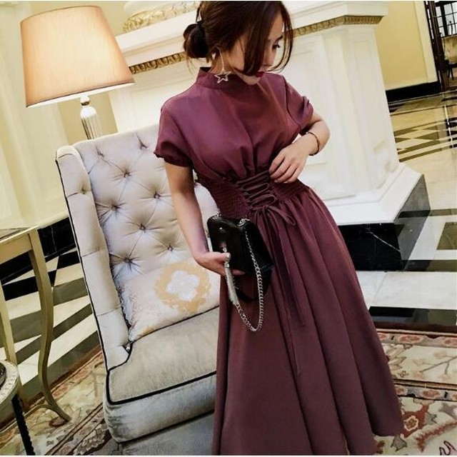 レディースワンピース パーティードレス ロングワンピース マキシ丈ワンピース ラベンダーカラー ラベンダー ワンピース ワンピ シフォン 披露宴 謝恩会 A0763 Pinky5