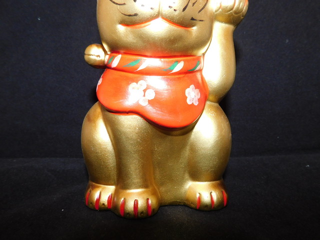 陶器招き猫 (左手) pottery beekoning cat(No24) | 春夏秋冬（しき）アンティークス