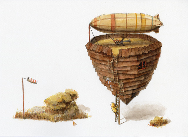 【とんかちしょうねん】原画「 Adventure of a small robot 3 」
