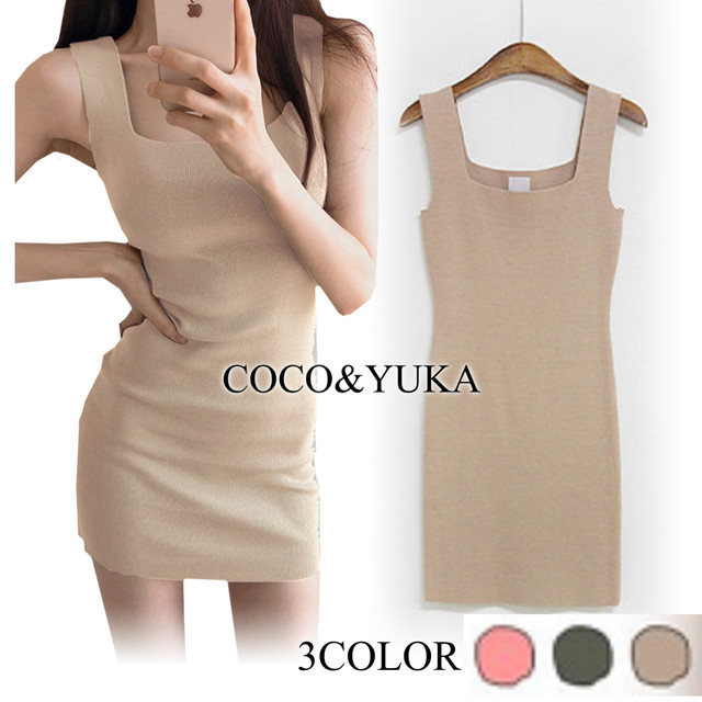 ノースリーブ ミニ タイト ワンピース シンプル B086n5j8 Coco Yuka
