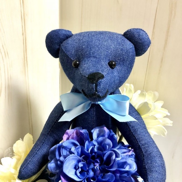 デニムおむつケーキ 男の子 女の子 出産祝い ギフト デニム おむつケーキ テディベア 出産ギフト 児島デニム Haconiwa