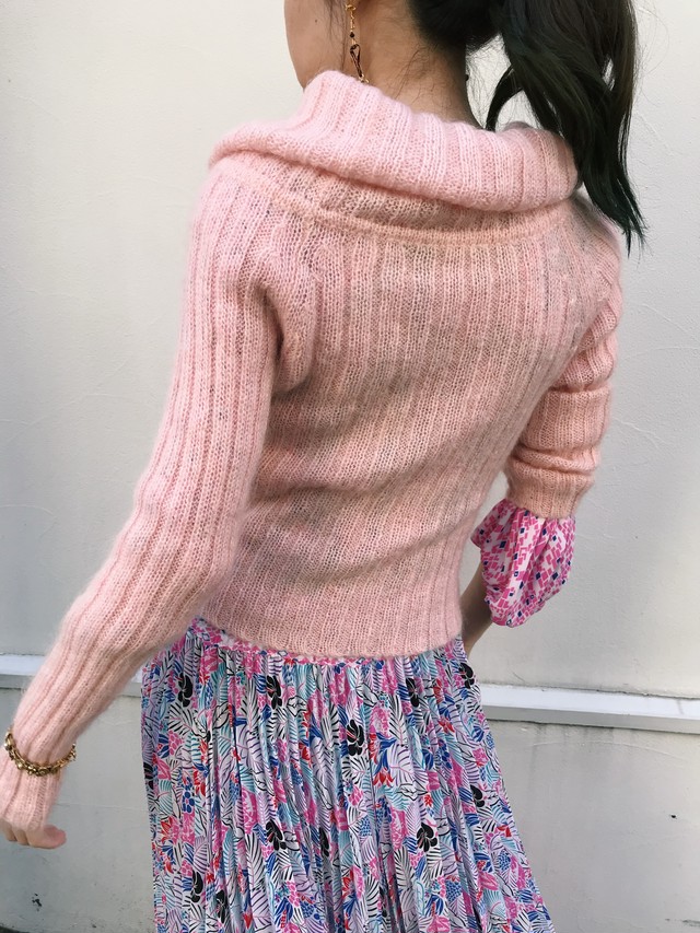 Vintage Baby Pink Mohair Knit Tops ヴィンテージ ベビー ピンク モヘア ニット トップス Riyad Vintage Shop