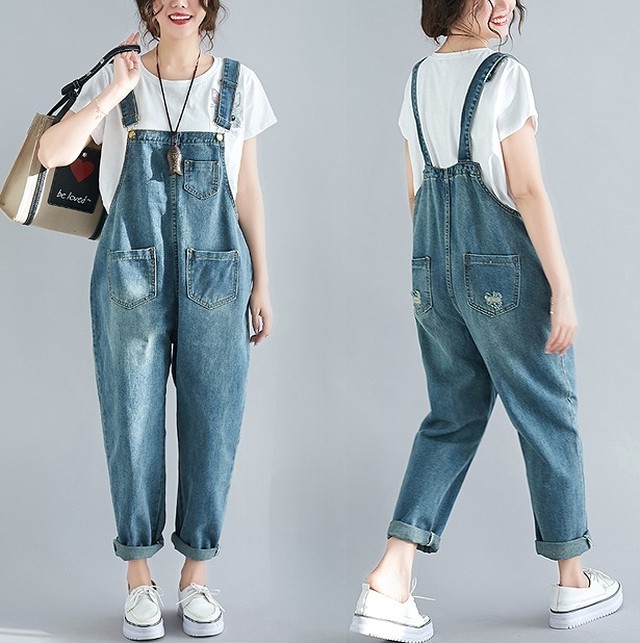 大きいサイズ レディース デニムサロペット 長袖 秋冬 春夏 ブルー オーバーオール S 大きいサイズ 送料無料 レディース 通販店 株 ｋｅｃｃｈi