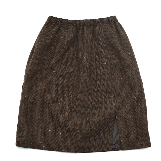 Herringbone color nep wool tight skirt