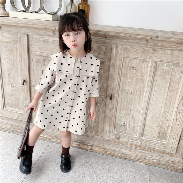 ドット ワンピース 長袖 レトロ スカート 韓国 子供服 キッズ ベビー プチプラ 80 90 100 110 1 130 0歳 1歳 2歳 3歳 取寄 発送目安14 21日営業日 Laff Store For Baby Kids ベビー キッズ 子供服 ショップ情報 配送スケジュール要確認