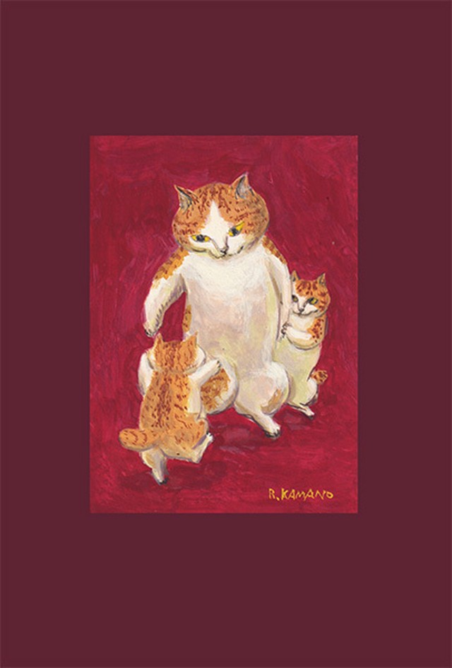 カマノレイコ オリジナル猫ポストカード 親子 Mattashop