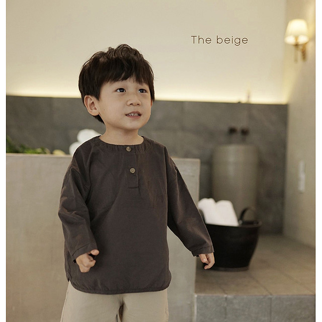 The Beige 韓国子ども服 シンプルカジュアルシャツ 長袖 輸入子供服kids1