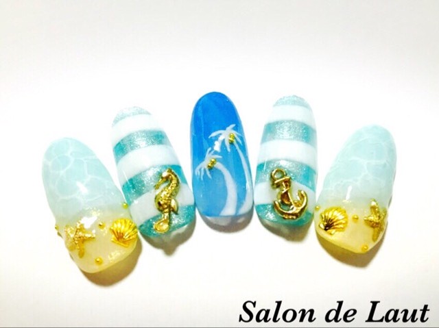 ドロップ ボーダー パームツリーネイルチップ Salon De Laut